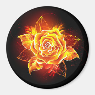 Blooming Fire Rose Magnet