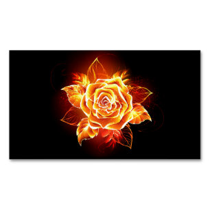 Blooming Fire Rose Magnetic Business Card