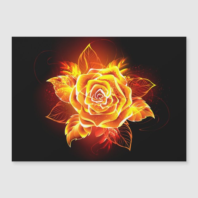 Blooming Fire Rose Magnetic Invitation (Front)