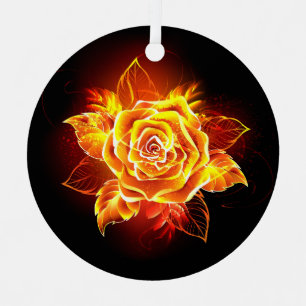 Blooming Fire Rose Metal Tree Decoration