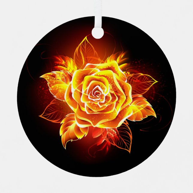Blooming Fire Rose Metal Tree Decoration (Front)