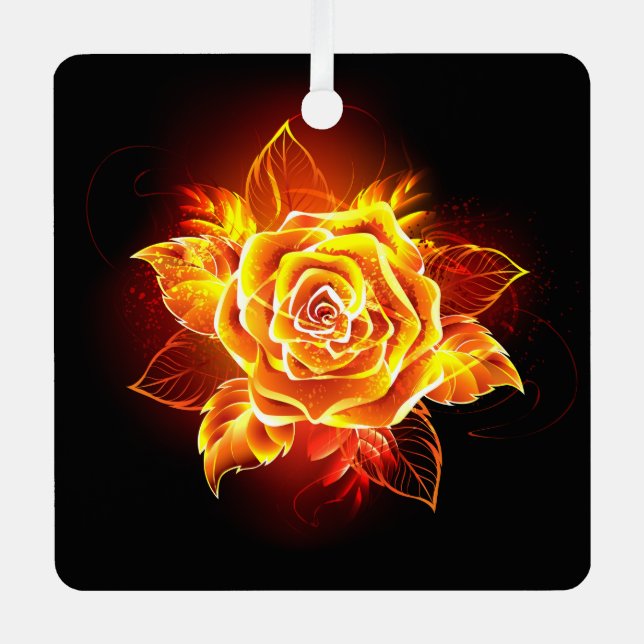 Blooming Fire Rose Metal Tree Decoration (Front)