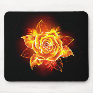 Blooming Fire Rose Mouse Pad