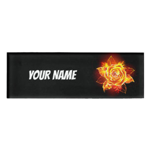 Blooming Fire Rose Name Tag