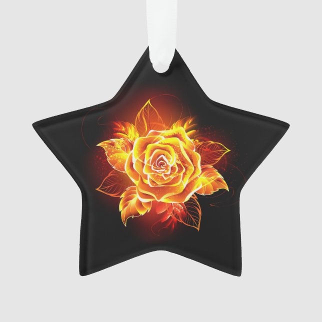 Blooming Fire Rose Ornament (Front)