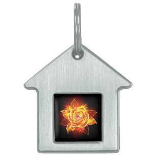 Blooming Fire Rose Pet ID Tag