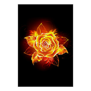 Blooming Fire Rose Poster