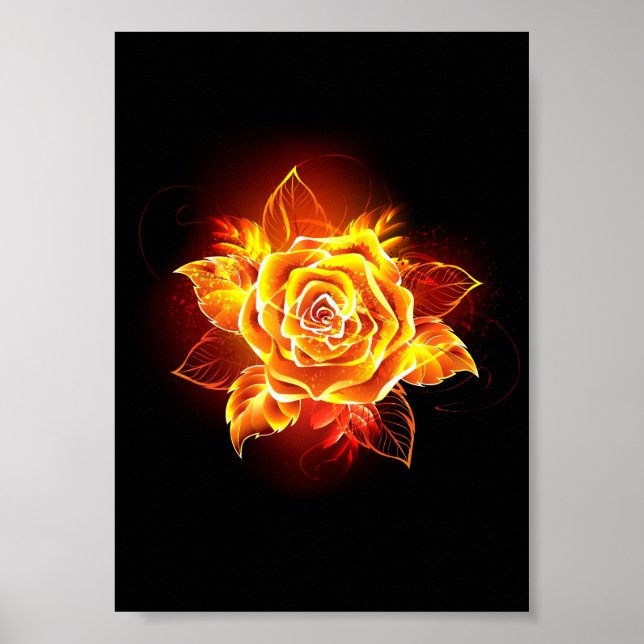 Blooming Fire Rose Poster (Front)