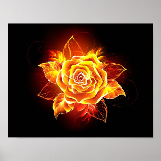 Blooming Fire Rose Poster (Front)