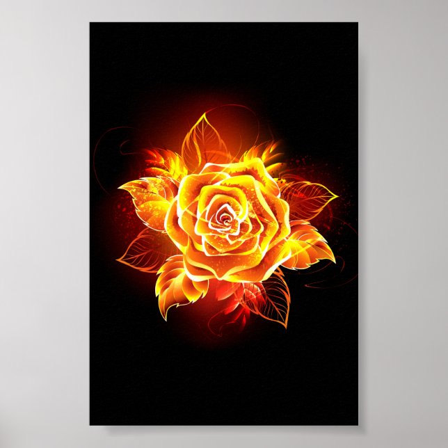 Blooming Fire Rose Poster (Front)