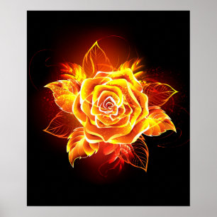 Blooming Fire Rose Poster