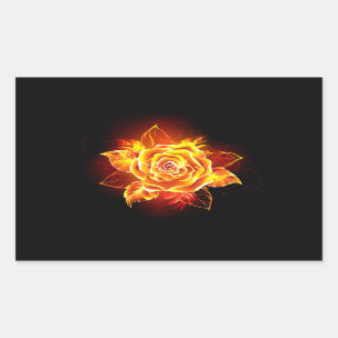 Blooming Fire Rose Rectangular Sticker