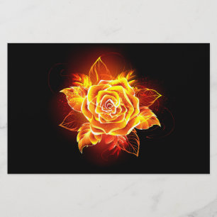 Blooming Fire Rose Stationery