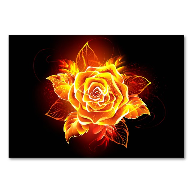 Blooming Fire Rose Table Number (Front)