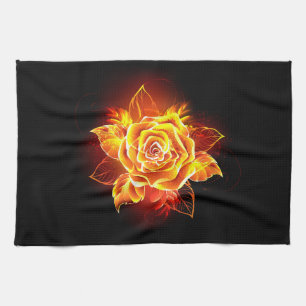 Blooming Fire Rose Tea Towel