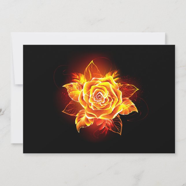 Blooming Fire Rose Thank You Card (Front)