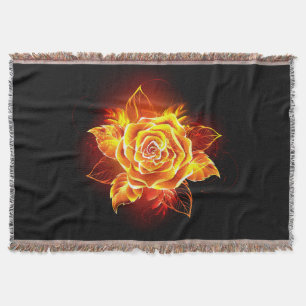 Blooming Fire Rose Throw Blanket