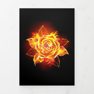 Blooming Fire Rose Tri-Fold Holiday Card