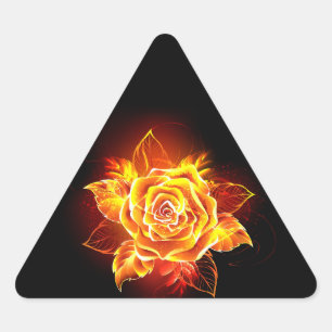 Blooming Fire Rose Triangle Sticker