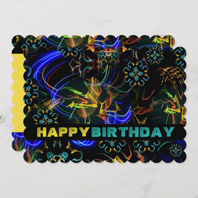 Blooming Fireworks Exotic Explosion Birthday Card (Front/Back)