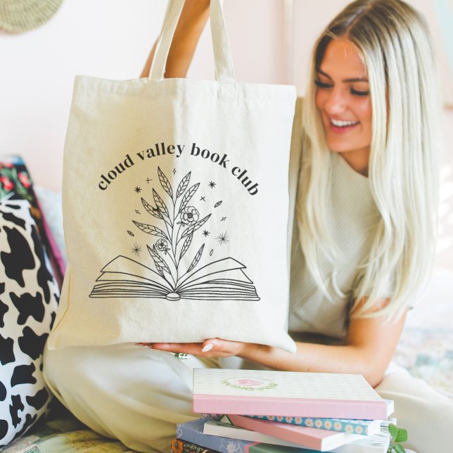 Blooming Floral Book Personalised Book Club Tote Bag (Creator Uploaded)