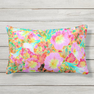 Blooming Floral Calibrachoa Abstract Outdoor  Lumbar Cushion