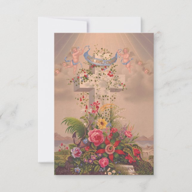 Blooming Floral Cross Devotional Holy Card (Front)