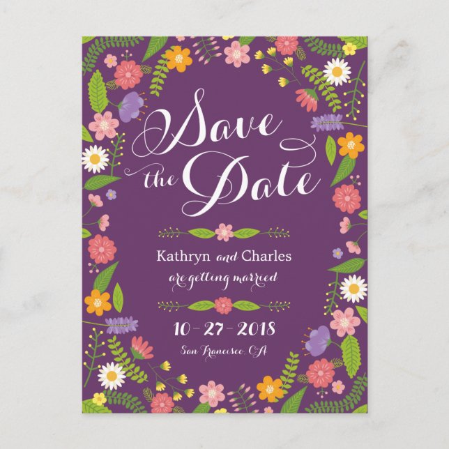 Blooming Floral Frame Rustic Garden Wedding Postcard (Front)