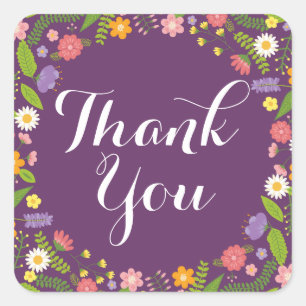 Blooming Floral Frame Rustic Garden Wedding Square Sticker