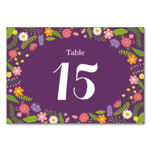 Blooming Floral Frame Rustic Garden Wedding Table Number