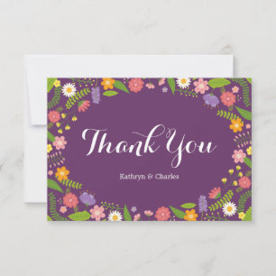 Blooming Floral Frame Rustic Garden Wedding Thank You Card