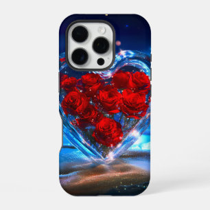 Blooming Floral Heart Crystal iPhone 16 Pro Case