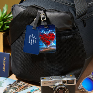 Blooming Floral Heart Crystal Luggage Tag