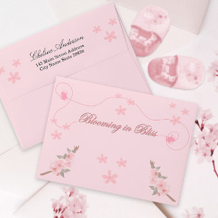 Blooming Floral Pink Cherry Blossom Baby Shower  Envelope