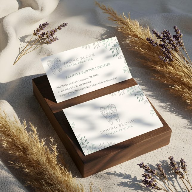 Blooming Flourishing Dental Tooth Tree Logo Business Card (Blooming Flourishing Dental Tooth Tree Logo Business Card)