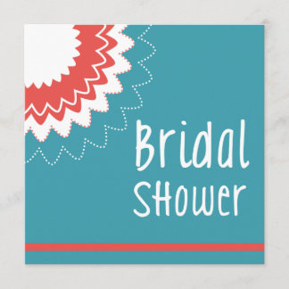 Blooming Flower - Blue & Coral Invitation