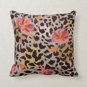 Blooming Flower On Animal Skin Cushion