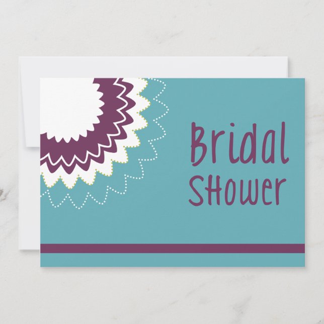 Blooming Flower - Purple & Green Invitation (Front)