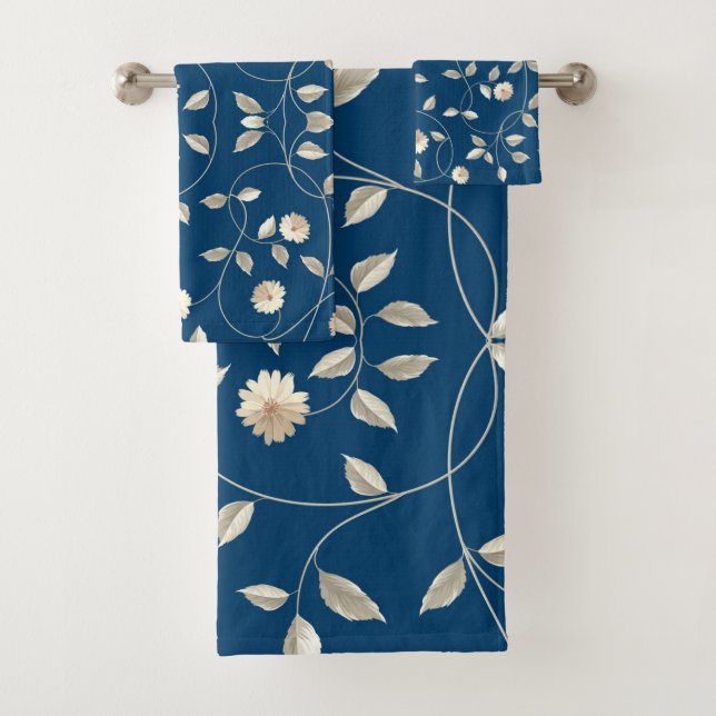   blooming flower retro style  bath towel set (Insitu)