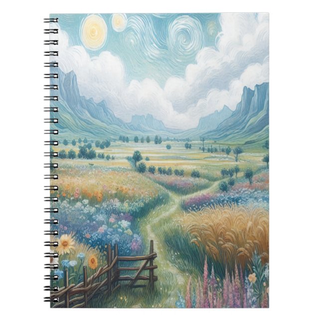 Blooming Flowers and Mountains Notebook (Front)