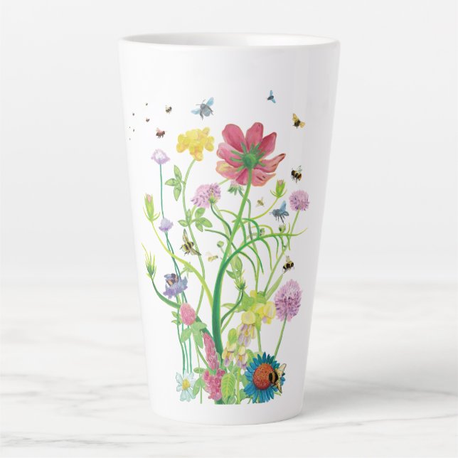 Blooming Flowers for Wild Bees and Bumblebees  Latte Mug (Front)