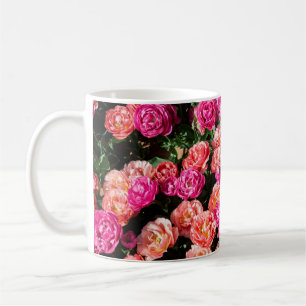 Blooming flowers make a floral background texture coffee mug