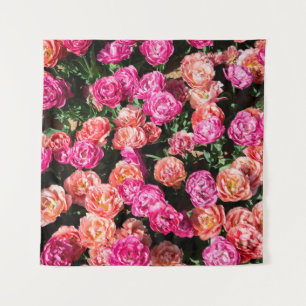 Blooming flowers make a floral background texture tapestry