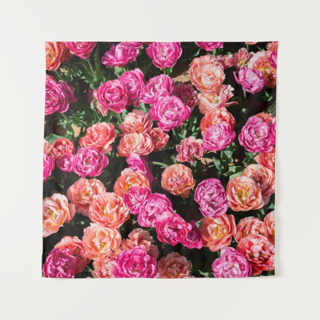 Blooming flowers make a floral background texture tapestry (Front)