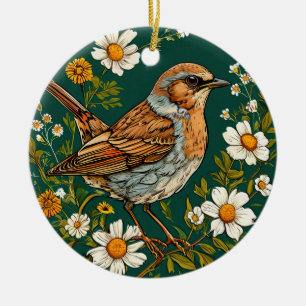 Blooming Flowers Nature Bird Design Decoration