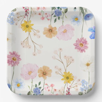 Blooming Flowers Paper Plate