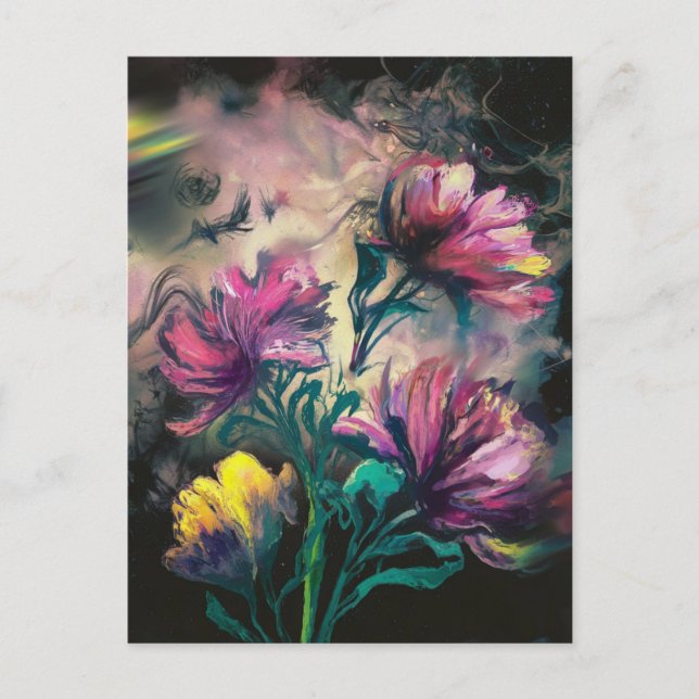 Blooming flowers postcard (Front)
