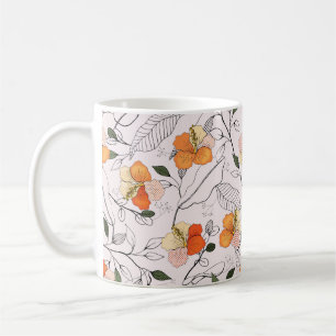 Blooming Flowers. Realistic isolated seamless flow Coffee Mug