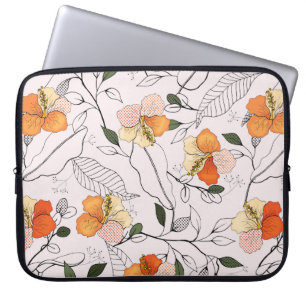 Blooming Flowers. Realistic isolated seamless flow Laptop Sleeve