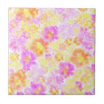 Blooming Flowers Shibori Floral Tie Dye Pattern   Ceramic Tile<br><div class="desc">Tie dye blooming flowers fashion trend design pattern home decor,  phone cases,  rugs,  blankets,  curtains,  pillows.
Modern korean aesthetic orchid floral tie dye pattern in saturated pink,  yellow,  peach,  orange colour. Shiburi dye style pattern home decor. Tiedye flower pattern,  rainbow tie dye colours</div>